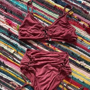 Target Textured Burgundy Bikini Set